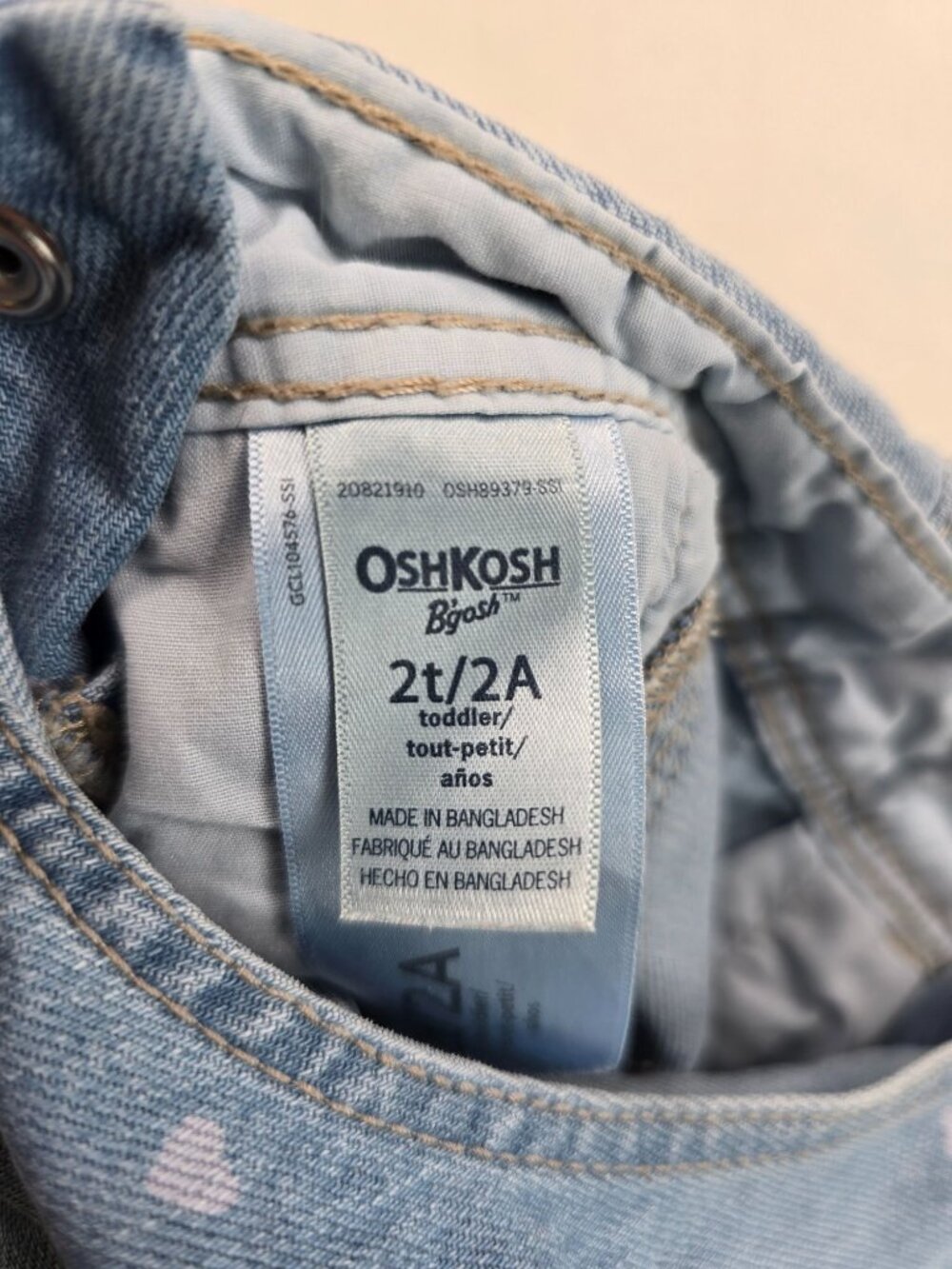 OshKosh Bgosh Toddler Denim Overalls 2T Heart Print 100% Cotton - Picture 3 of 6